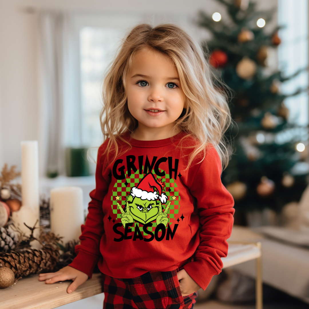 Grinch season long sleeve christmas tee kids the copper penny